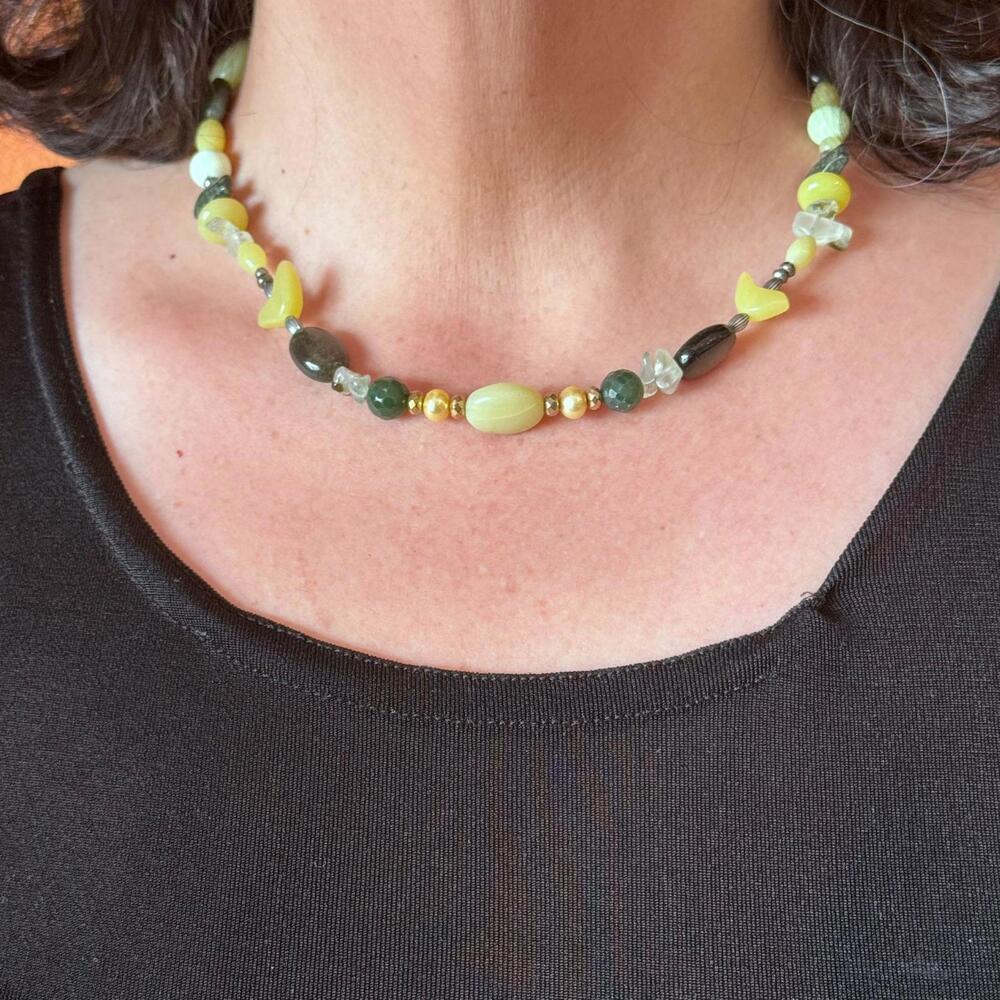 Carolyn Pollack Serpentine/Prehnite Bead Necklace 17"-20" & Dangle Earrings Set